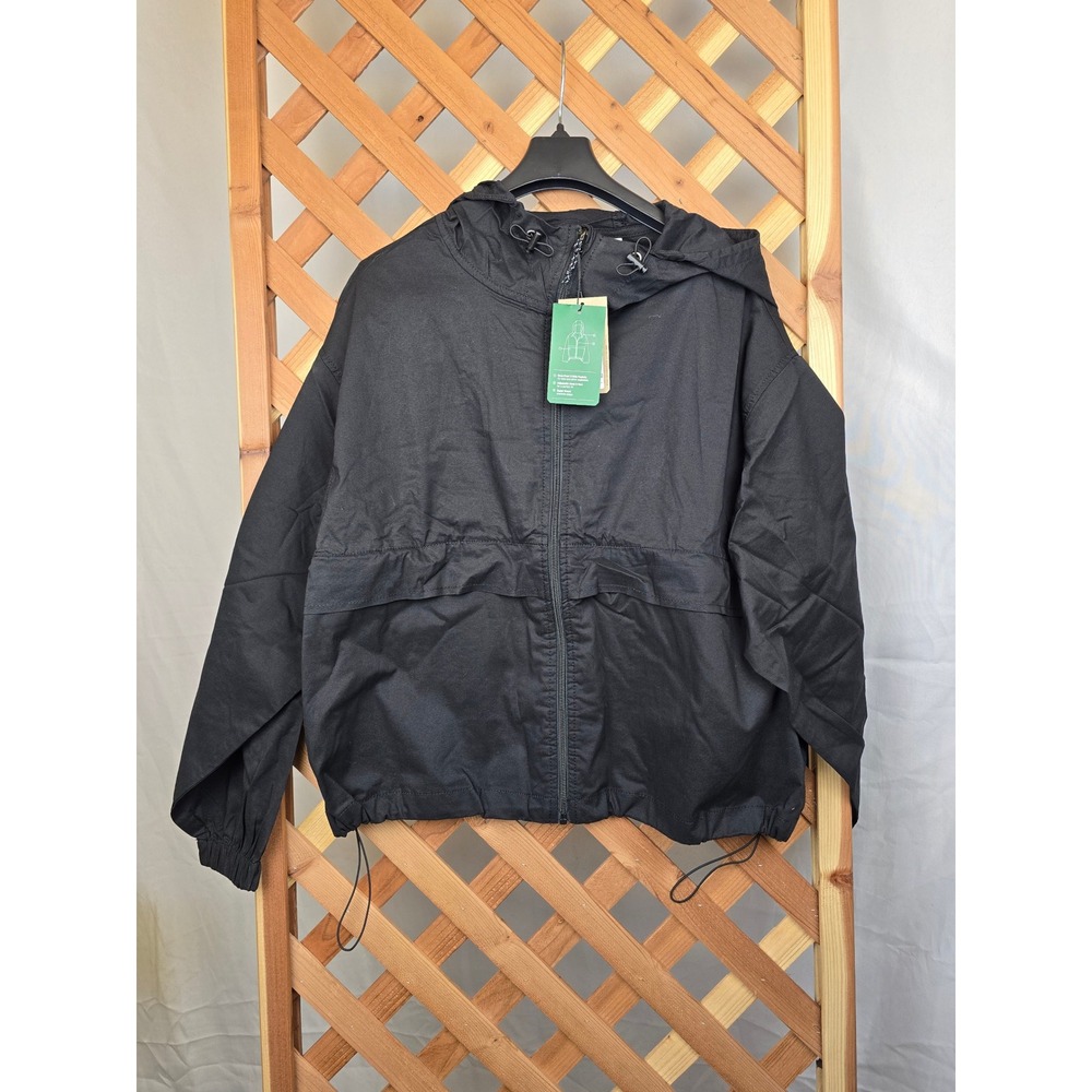 Levi Strauss & Co Hooded Windbreaker Jacket Womens Large Black Full Zip - New